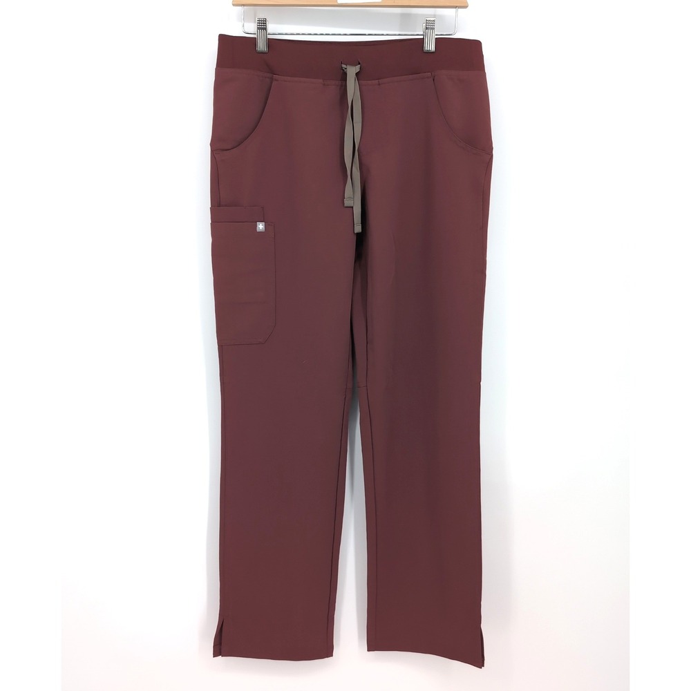 FIGS Kade Cargo Scrub Pants Burgundy Maroon Women Small